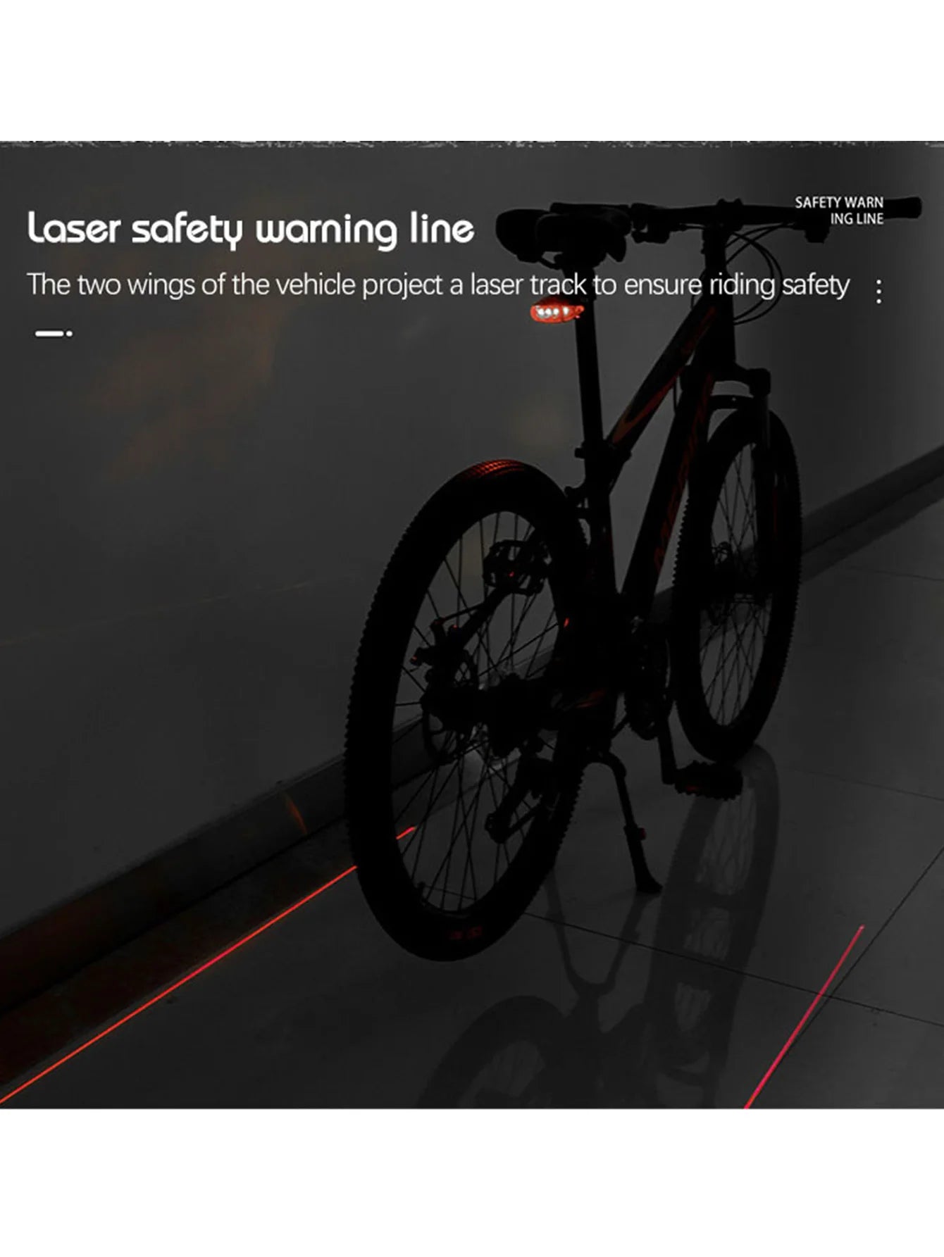 Luce posteriore bici 5 LED + Laser impermeabile sicurezza notte