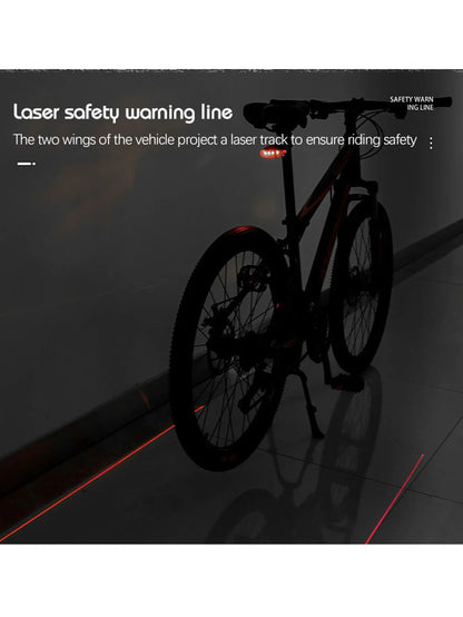 Luce posteriore bici 5 LED + Laser impermeabile sicurezza notte