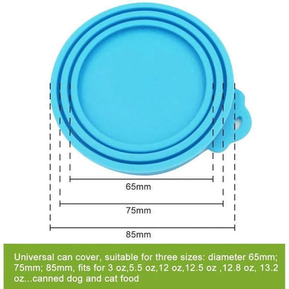 Set 3 Coperchi Silicone Riutilizzabili per Scatolette Cibo Gatto/Cane 6.5-8.5 cm
