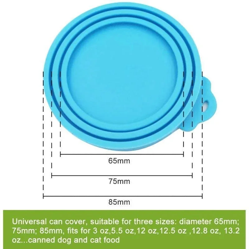 Set 3 Coperchi Silicone Riutilizzabili per Scatolette Cibo Gatto/Cane 6.5-8.5 cm