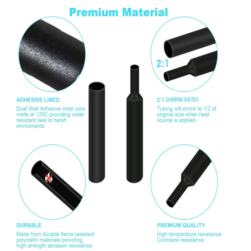 Kit tubi termorestringenti neri per cavi - manicotti isolanti