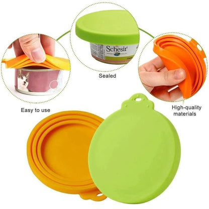 Set 3 Coperchi Silicone Riutilizzabili per Scatolette Cibo Gatto/Cane 6.5-8.5 cm
