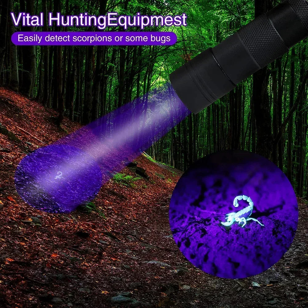 Torcia UV 395nm 9-12LED tascabile Blacklight rileva urine cane macchie cimici