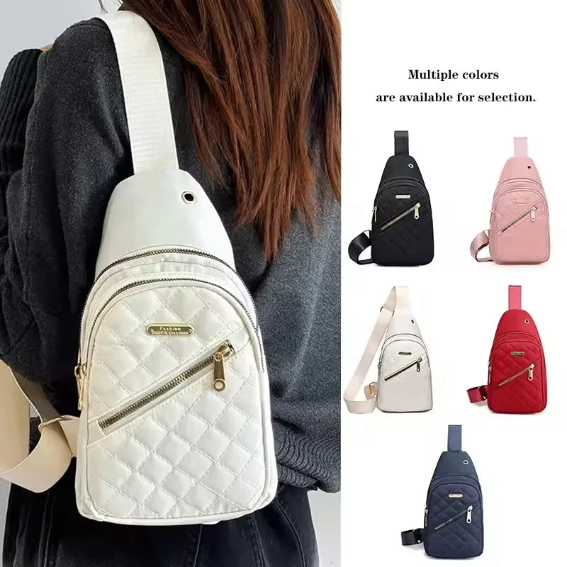 Borsa a tracolla petto donna grande capacità ricamata multitasche outdoor casual