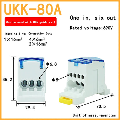 UKK80A Scatola Distribuzione 125/160/250A - Terminale ad Alta Corrente