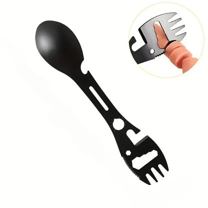 Coltellino Multifunzione EDC con Fischietto Spork Apribottiglie Chiave Survival