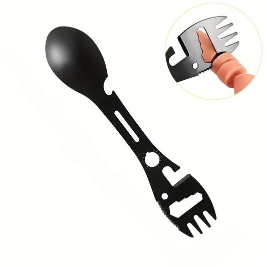 Coltellino Multifunzione EDC con Fischietto Spork Apribottiglie Chiave Survival