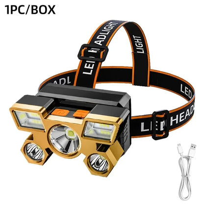 Lampada frontale LED ricaricabile USB potente pesca campeggio caccia trekking