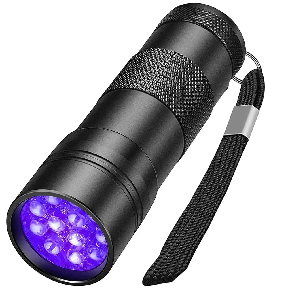 Torcia UV 395nm 9-12LED tascabile Blacklight rileva urine cane macchie cimici