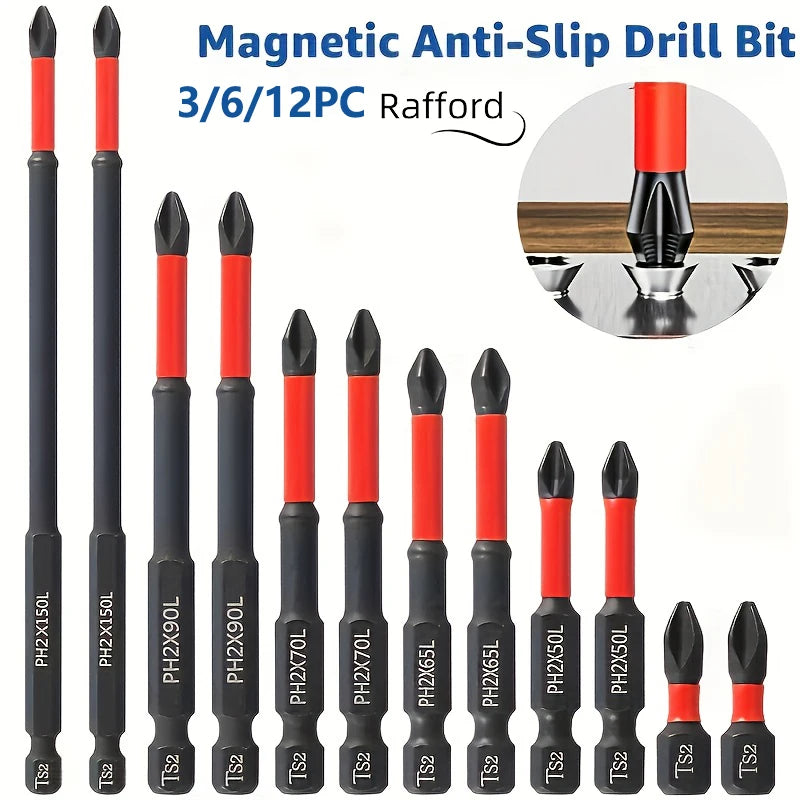 Set 3/6/12 Punte Magnetiche S2 Antiscivolo per Avvitatore e Trapano