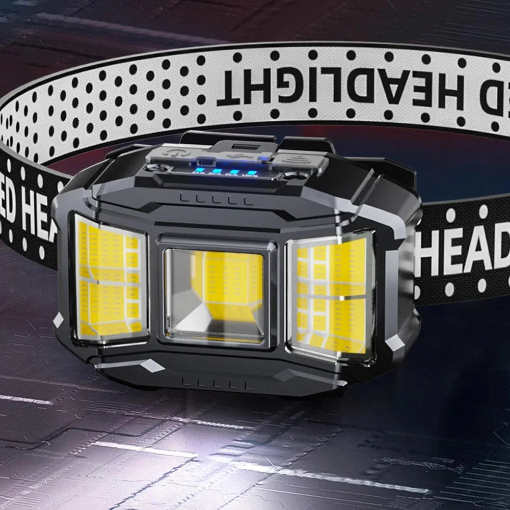 Lampada frontale ricaricabile 8 LED sensore movimento ultra luminosa campeggio