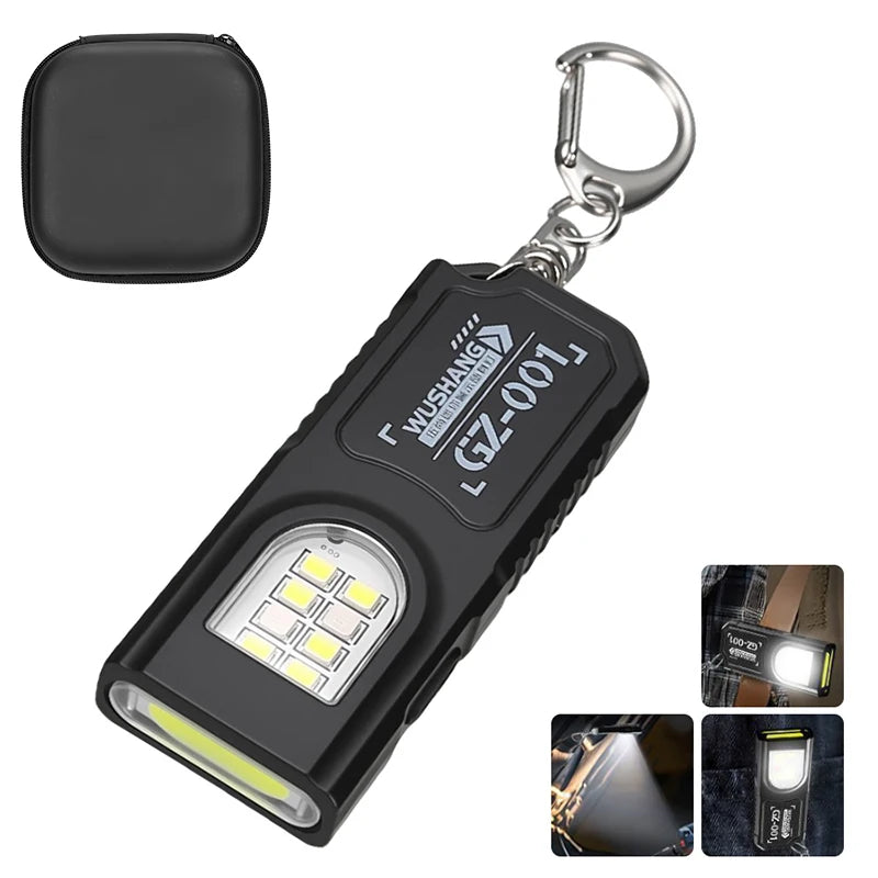 Mini Torcia LED COB Ricaricabile USB Portachiavi Impermeabile Tascabile