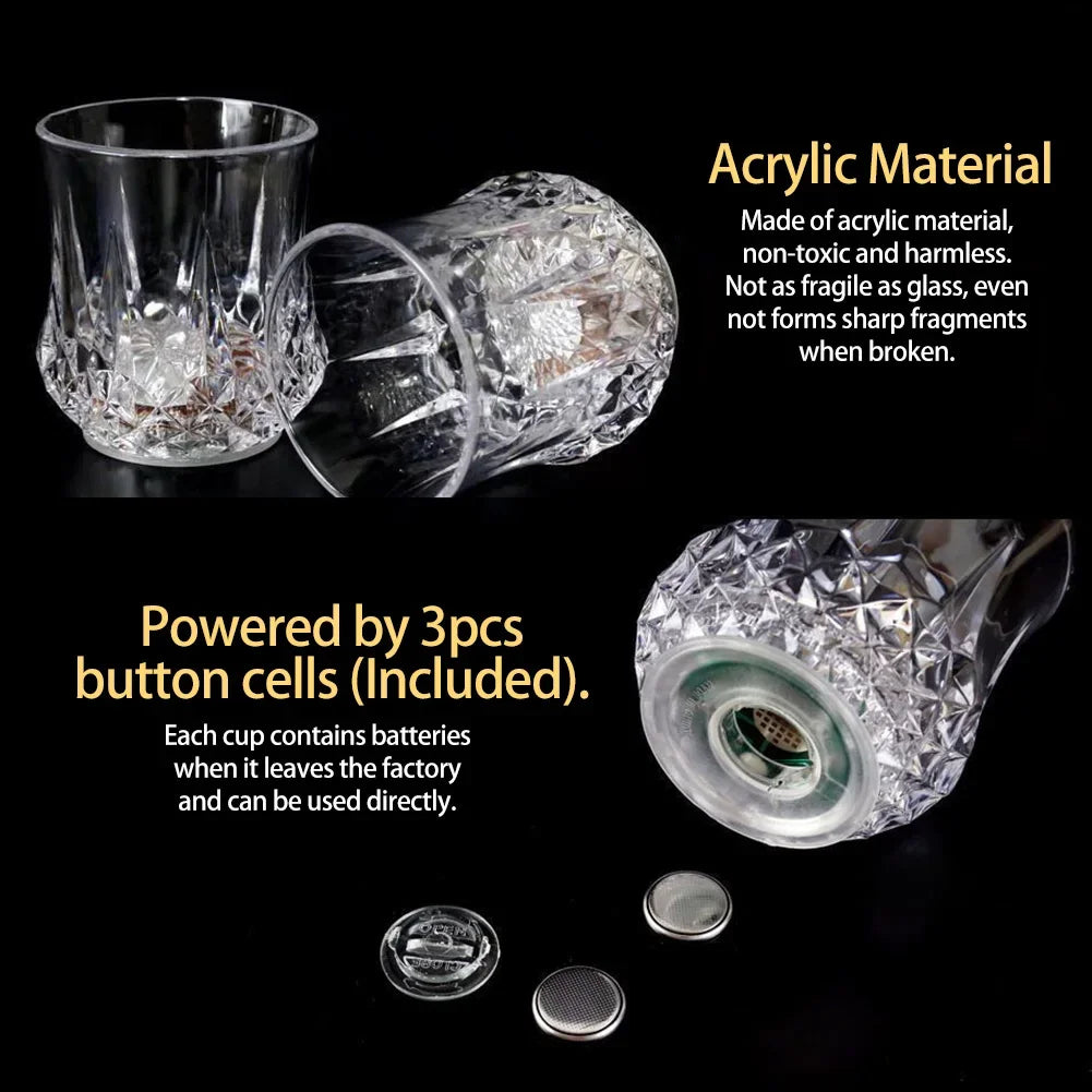 Bicchiere luminoso LED trasparente acrilico per festa vino birra whisky