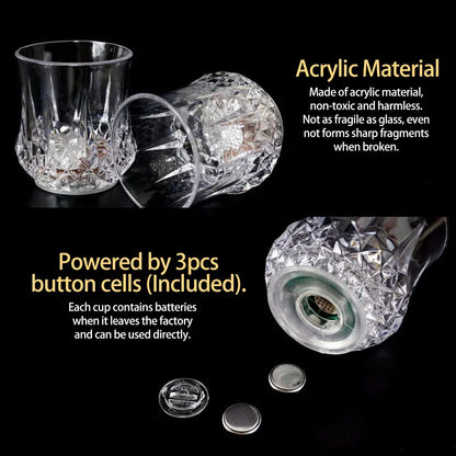 Bicchiere luminoso LED trasparente acrilico per festa vino birra whisky