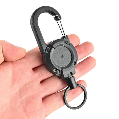 Porta badge retrattile robusto cavo acciaio antifurto clip portachiavi camping