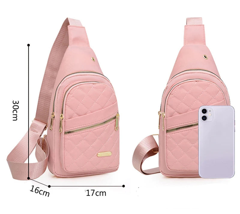 Borsa a tracolla petto donna grande capacità ricamata multitasche outdoor casual