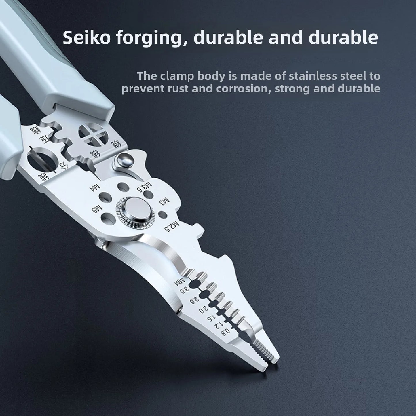 Pinza spelafili 8.5" crimpatrice taglierina Acciaio inox ergonomica