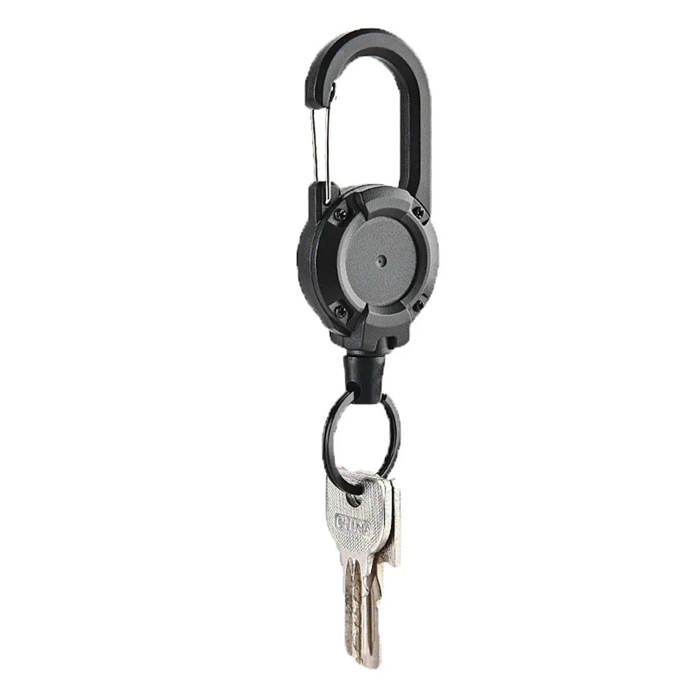 Porta badge retrattile robusto cavo acciaio antifurto clip portachiavi camping