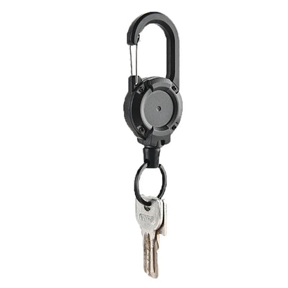 Porta badge retrattile robusto cavo acciaio antifurto clip portachiavi camping