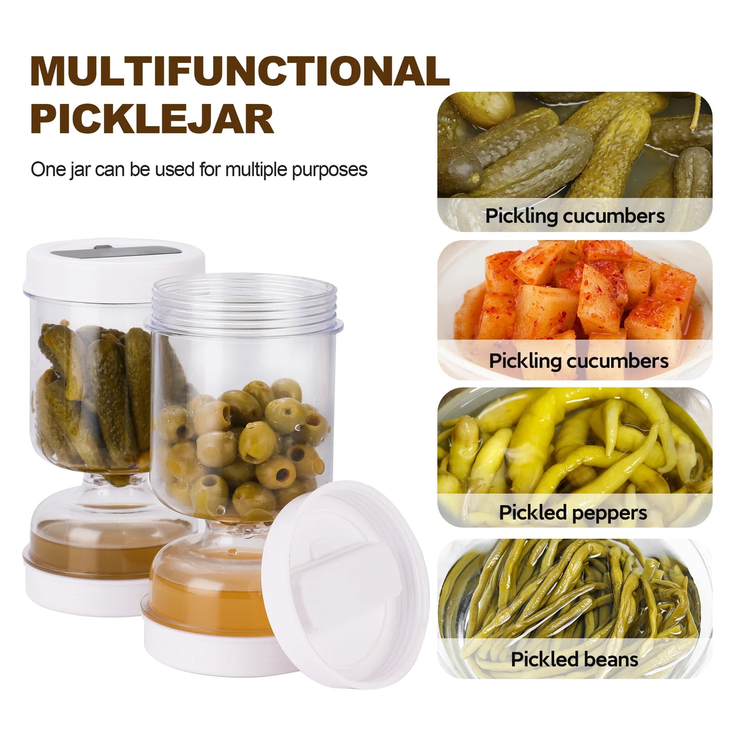 Barattolo Sottaceti con Forchette - Dispenser Olive e Cetrioli Sgocciolatoio