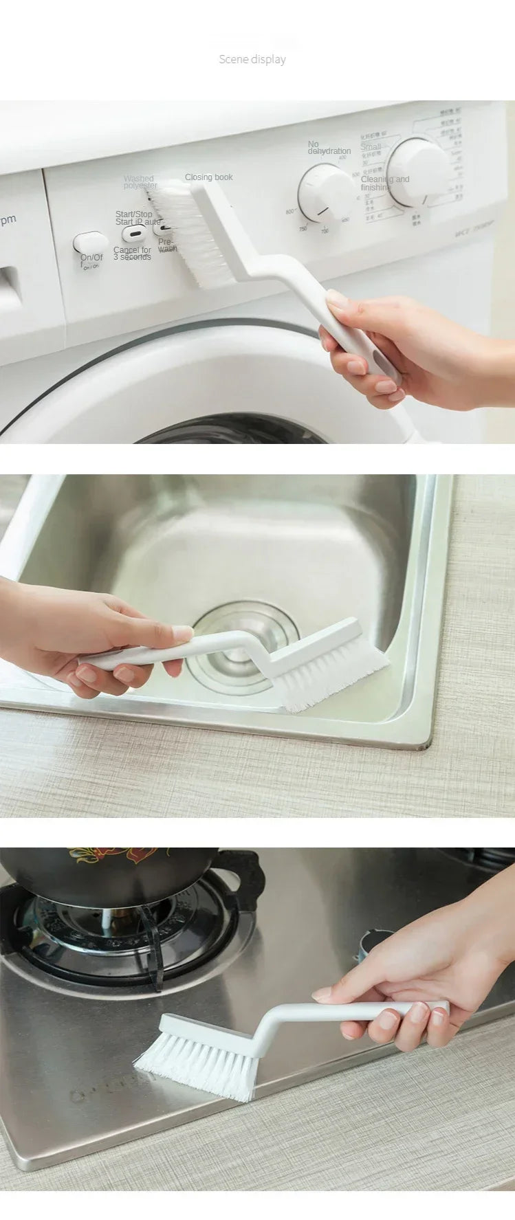 Spazzola per fughe e fessure multiuso - piastrelle, bagno, cucina, auto