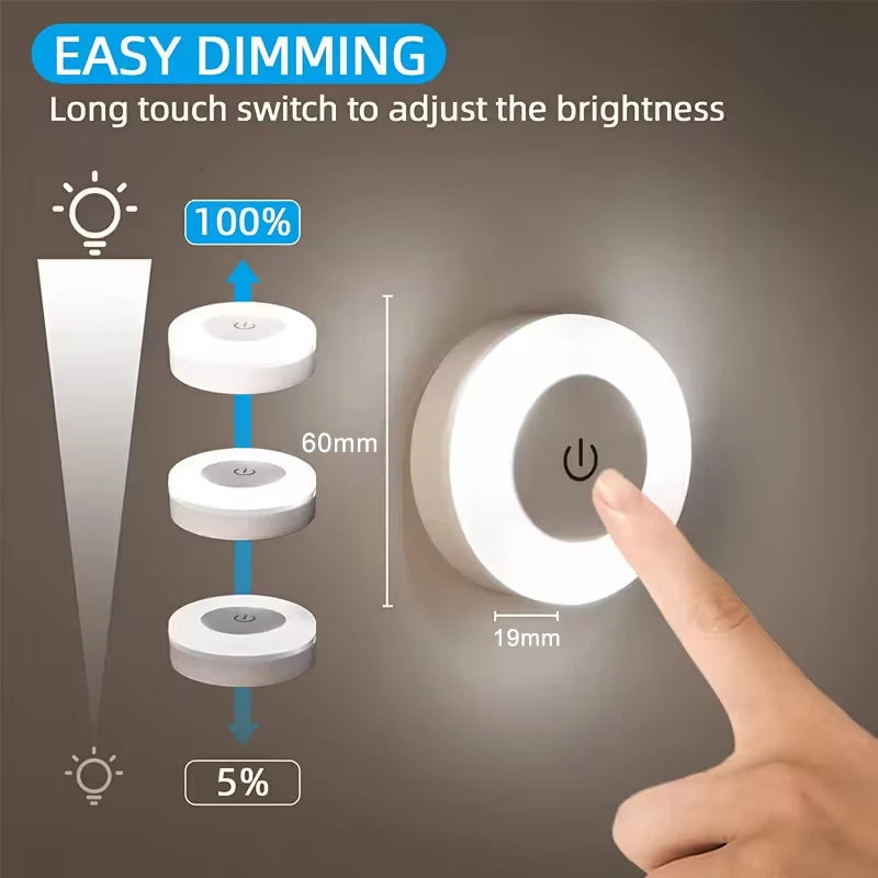 Lampada Notte LED Ricaricabile USB Touch Tattile Magnetica Camera Corridoio