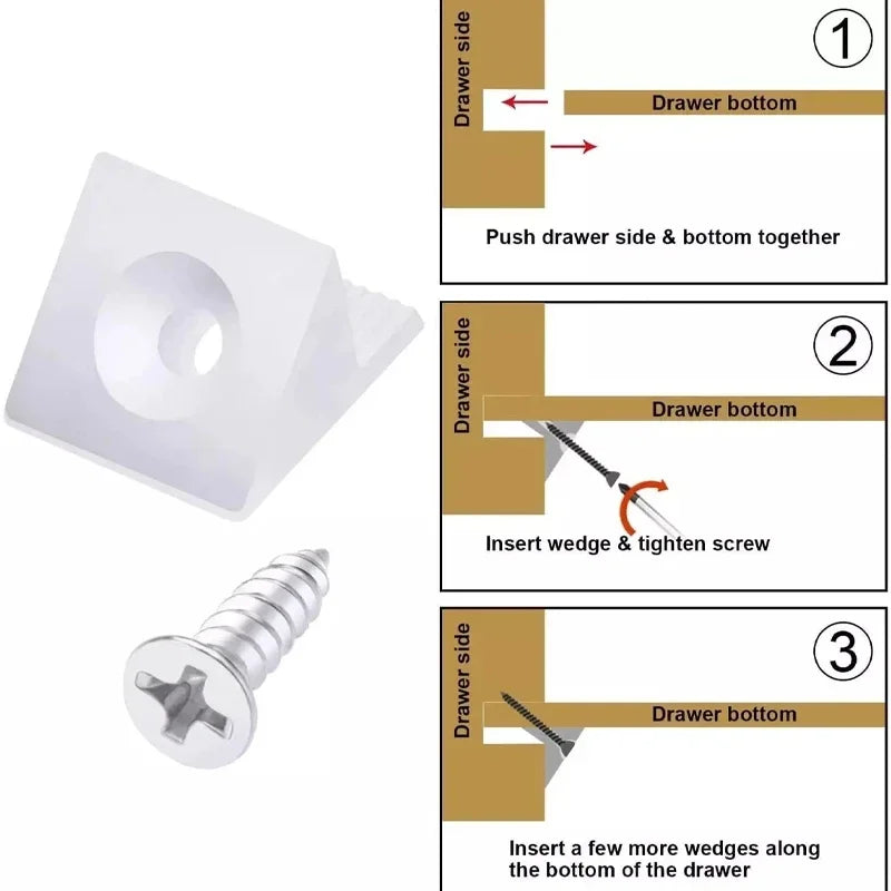 Kit 20/40/60/80 pz Cunei Fermacassetti con Viti - Supporti Plastica Riparazione