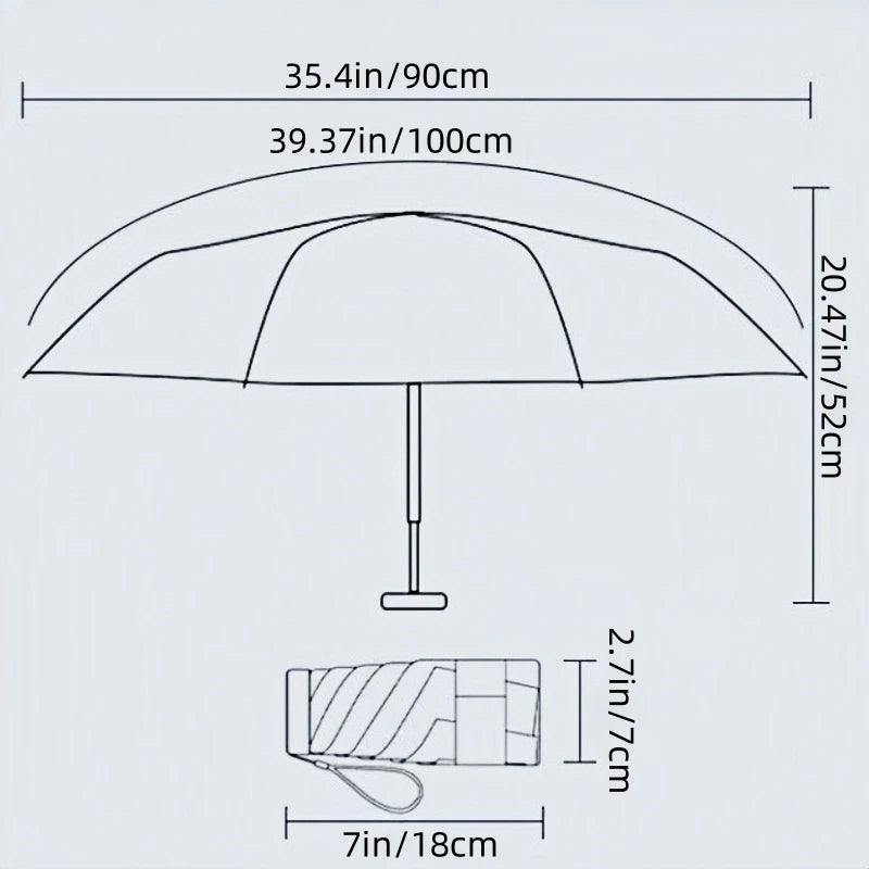 Ombrello Pieghevole Tascabile Mini Antipioggia Anti-UV Antivento Compatto