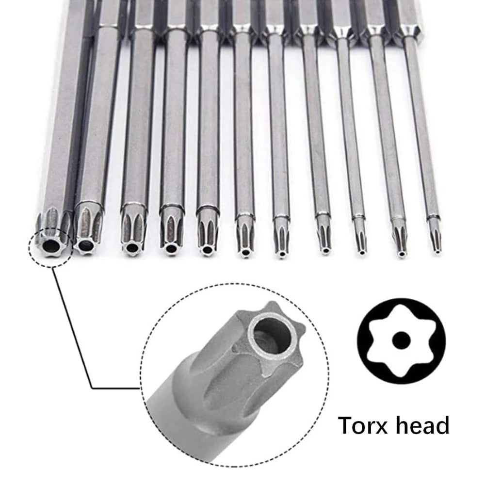 Set 11 Bit Torx Sicurezza S2 Magnetici Star Shark T6-T40