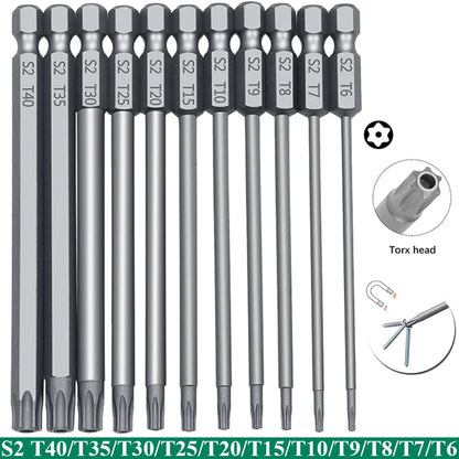 Set 11 Bit Torx Sicurezza S2 Magnetici Star Shark T6-T40