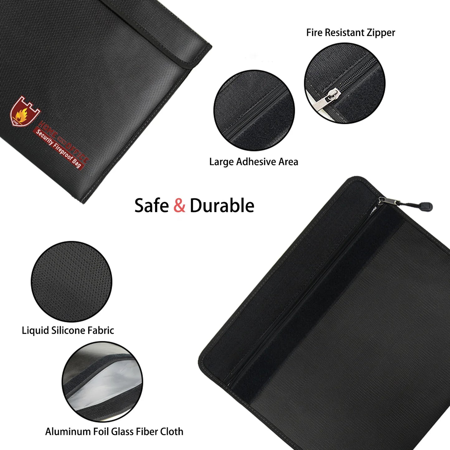 Porta Documenti A4 Ignifugo Impermeabile con Zip - Custodia per Contratti