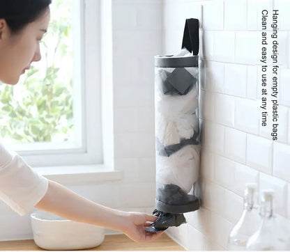 Dispenser sacchetti cucina da parete in rete grigio salvaspazio