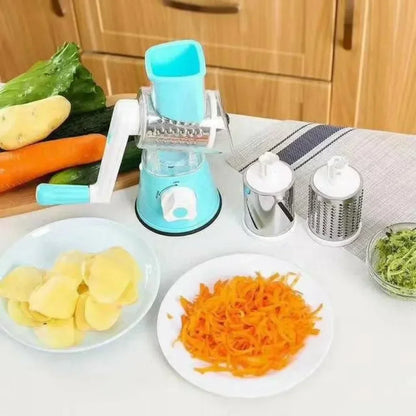 Affettatrice manuale 3 tamburi - grattugia formaggio aglio patate