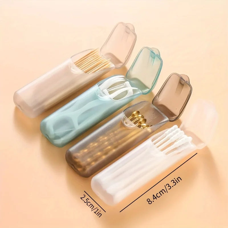 Dispenser filo interdentale tascabile con stuzzicadenti capsula multicolore
