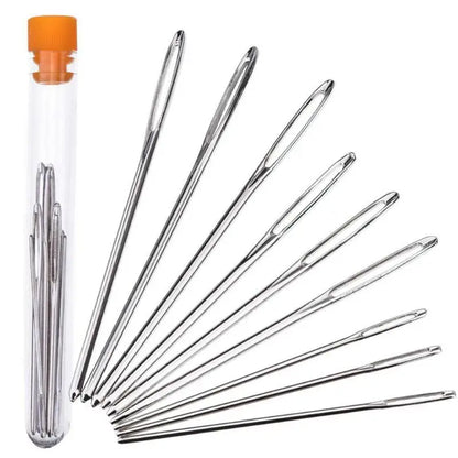 Aghi per cucito a mano Set 9 pz occhio grande punta smussata pelle ricamo