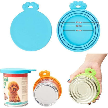 Set 3 Coperchi Silicone Riutilizzabili per Scatolette Cibo Gatto/Cane 6.5-8.5 cm