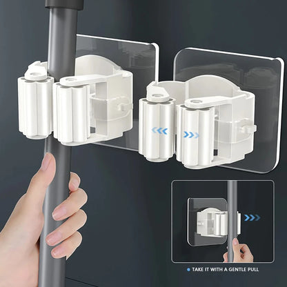Portascope autoadesivo senza forare - Porta scopa/mocio organizer cucina bagno