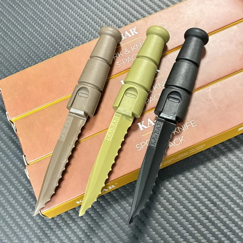 Set posate EDC mini tattico multifunzione coltello forchetta cucchiaio campeggio