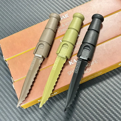 Set posate EDC mini tattico multifunzione coltello forchetta cucchiaio campeggio