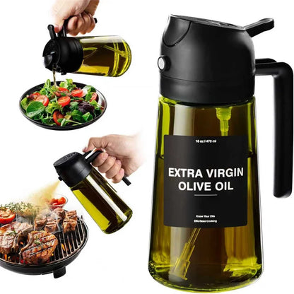 Olio spray 470ml Dispenser 2in1 Olio d'Oliva Bottiglia vetro con etichette