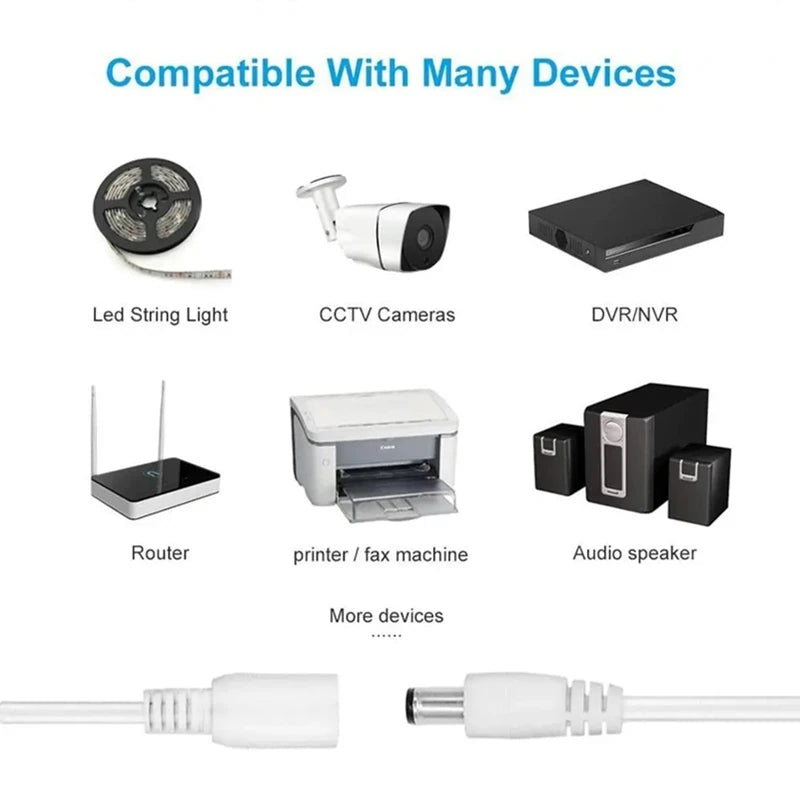 Cavo prolunga alimentazione DC 12V 5.5x2.1mm maschio/femmina per CCTV/WiFi