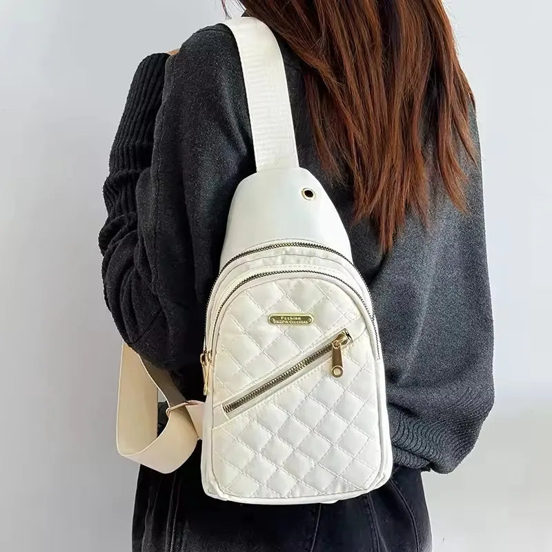 Borsa a tracolla petto donna grande capacità ricamata multitasche outdoor casual