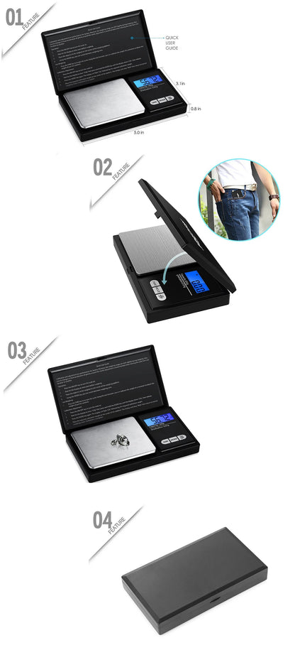 Bilancia Digitale Gioielli 0,01g Mini Portatile Acciaio Inox per Oro/Argento