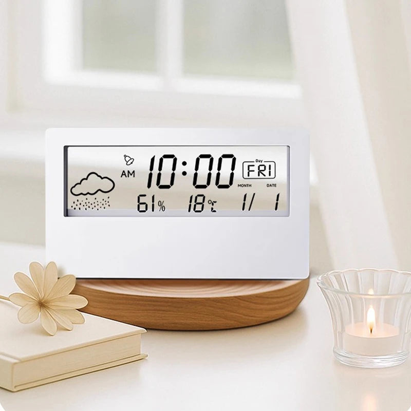 Stazione Meteo Digitale LED - Orologio, Termometro e Igrometro per Casa