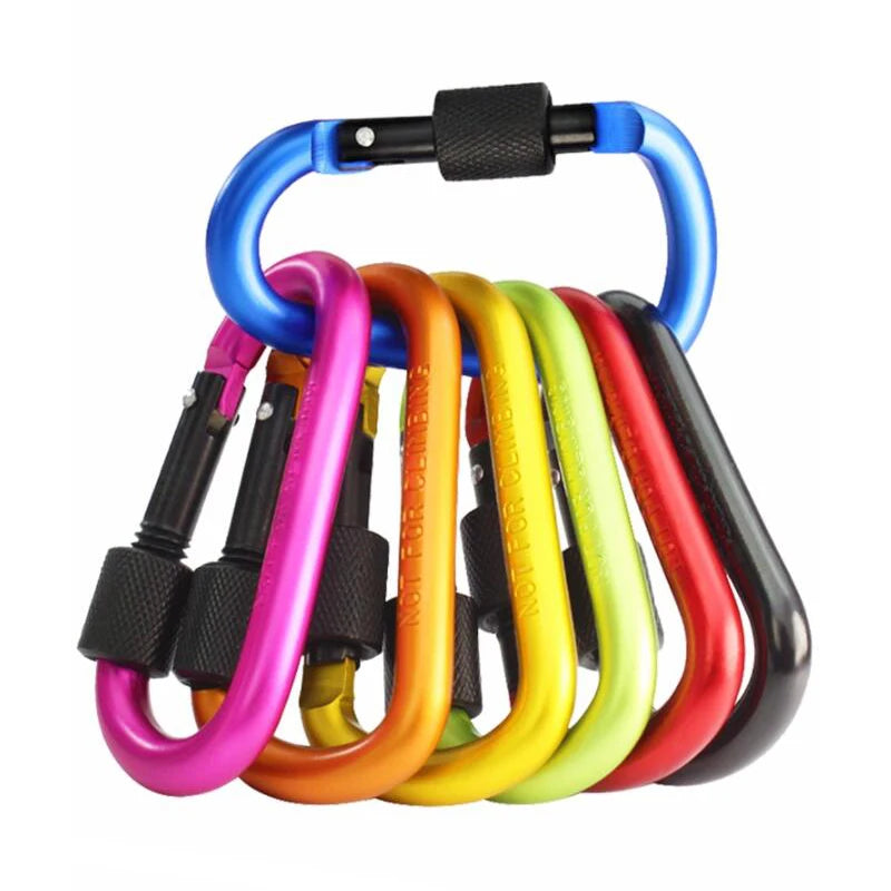 4x Moschettoni Alluminio 7,5mm Blocco a Vite - EDC Campeggio Portachiavi