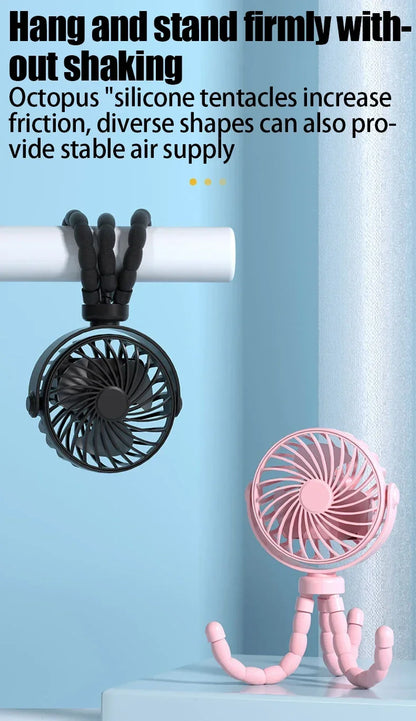 Ventilatore a Clip per Passeggino USB Ricaricabile Mini Pieghevole Silenzioso