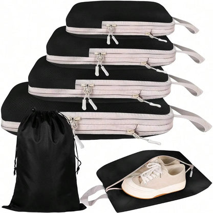 Set 4/6 Cubi Organizzatori per Valigia - Compressibili Impermeabili Nylon