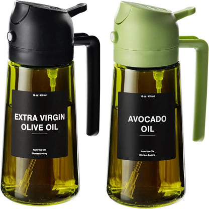 Olio spray 470ml Dispenser 2in1 Olio d'Oliva Bottiglia vetro con etichette