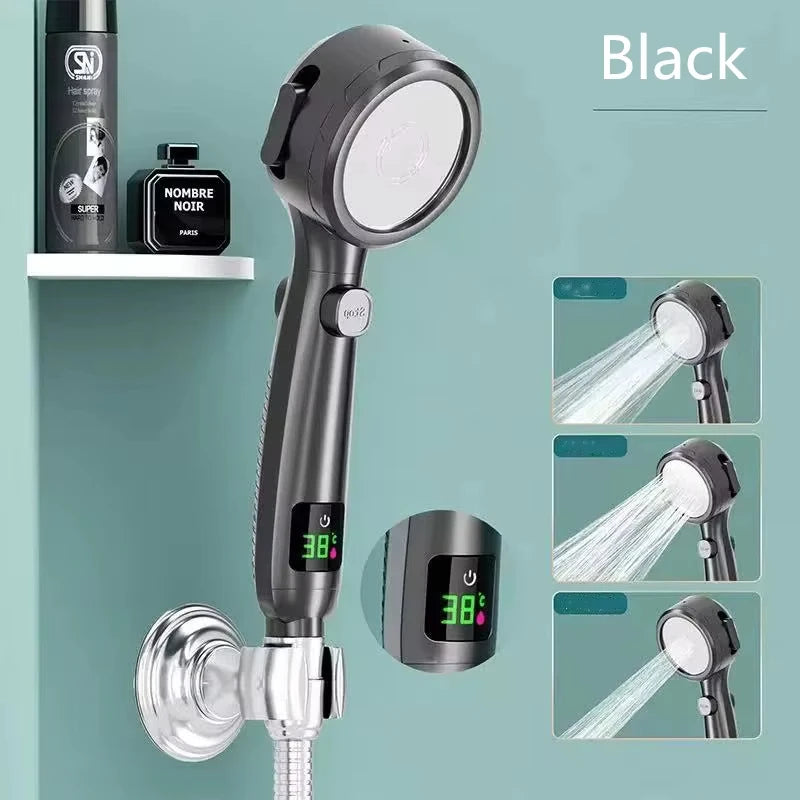 Doccetta Doccia Alta Pressione 4 Getti Risparmio Idrico LED Temperatura