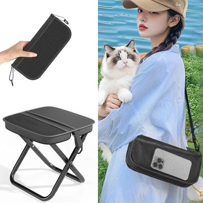 Sgabello pieghevole treppiede da campeggio portatile con borsa tracolla